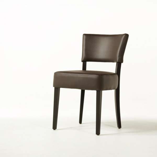 Chaise contemporaine en vinyl marron et bois - Steffi - 10