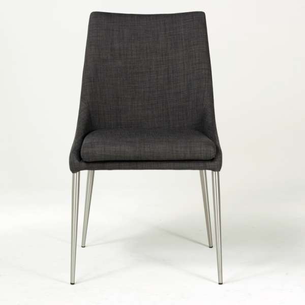 Chaise confortable en tissu gris déhoussable avec pieds en métal inox - Debby - 4