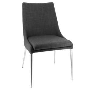 Chaise moderne en tissu gris foncé déhoussable avec pieds en métal inox - Debby