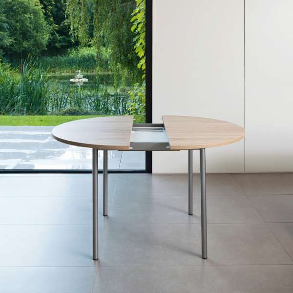 Table de cuisine ronde en stratifié avec rallonge - Basic 3 - 3