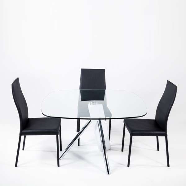 Table en verre design carré Tundra - 120 cm x 120 cm - 1