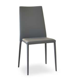 Chaise contemporaine en cuir gris - Bea