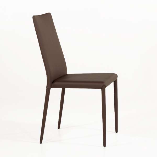 Chaise contemporaine en cuir marron - Bea 2 - 4