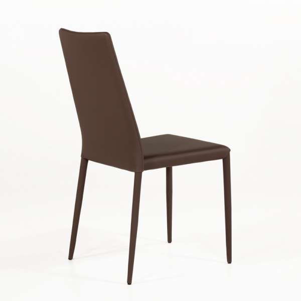 Chaise contemporaine en cuir marron - Bea 3 - 5