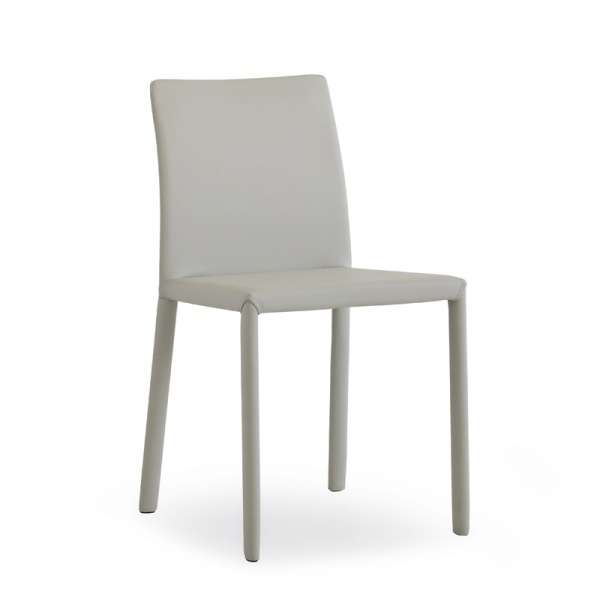 Chaise en croûte de cuir grise - Kiris - 3