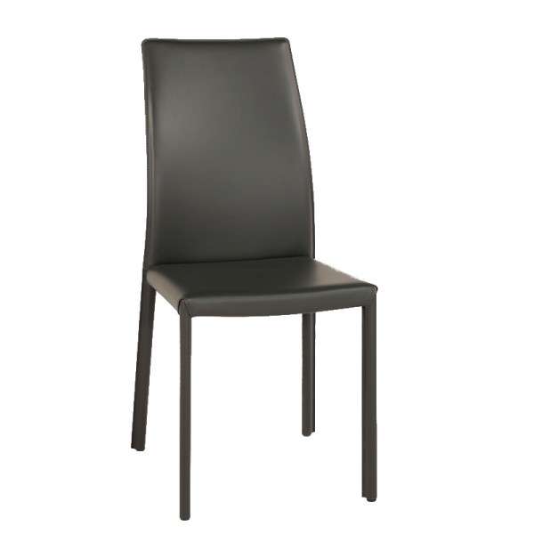 Chaise de salle à manger en croûte de cuir noire - Giada - 2