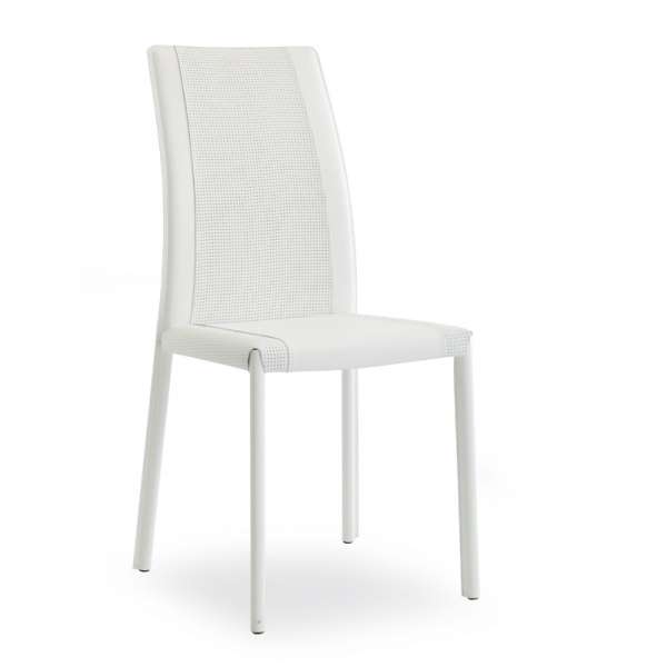 Chaise en croûte de cuir coloris blanc - Giada - 8