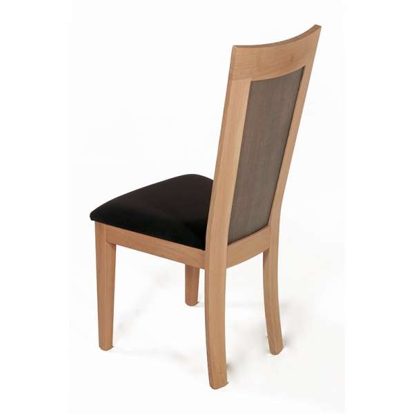 Chaise française dossier bois et assise tissu gris anthracite - Crocus - 5