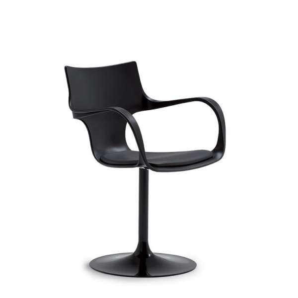 Chaise design pivotante avec accoudoirs en métal et polypropylène noir - Flûte Sovet® - 3