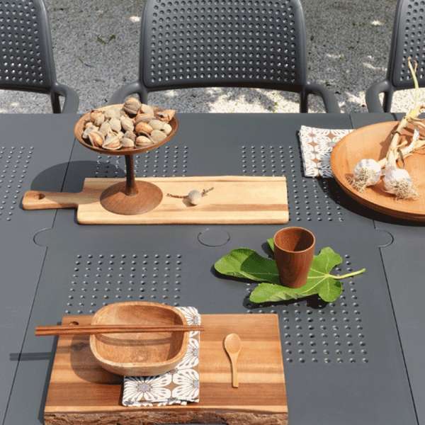 Table de jardin avec allonge en plastique anthracite - Levante - 9