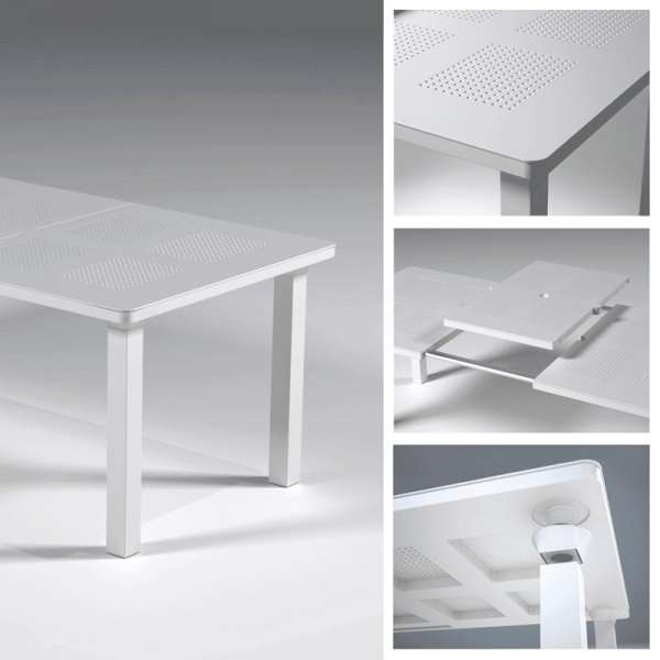 Table de jardin avec allonge en polypropylène blanc - Levante - 6