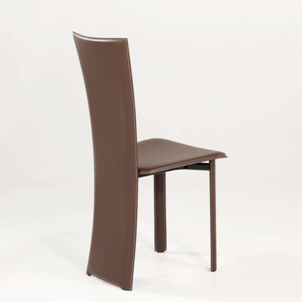 Chaise moderne marron en croûte de cuir - Wally - 4