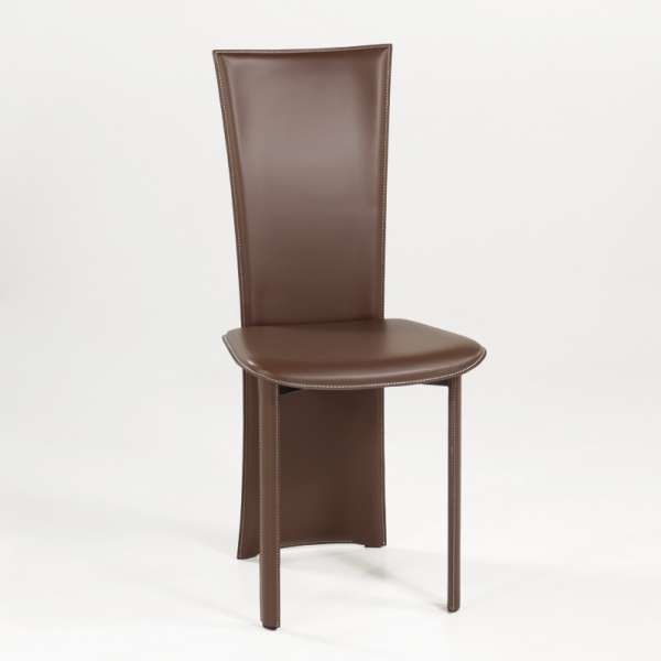 Chaise moderne en croûte de cuir - Wally - 1