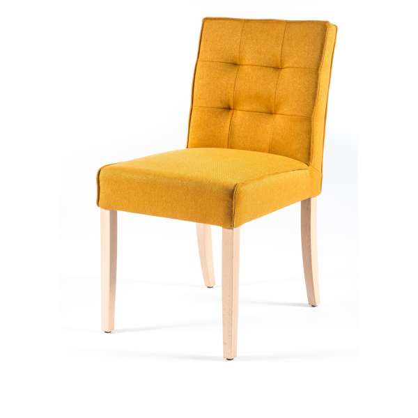 Chaise matelassée en tissu jaune et bois - Carpe - 4