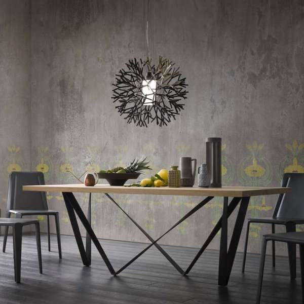 Table de salle à manger design en métal et bois - Wave - 2