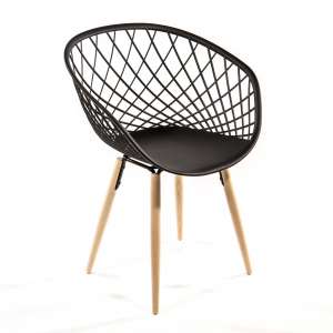 Chaise design en polypropylène noir et bois naturel - Sidera