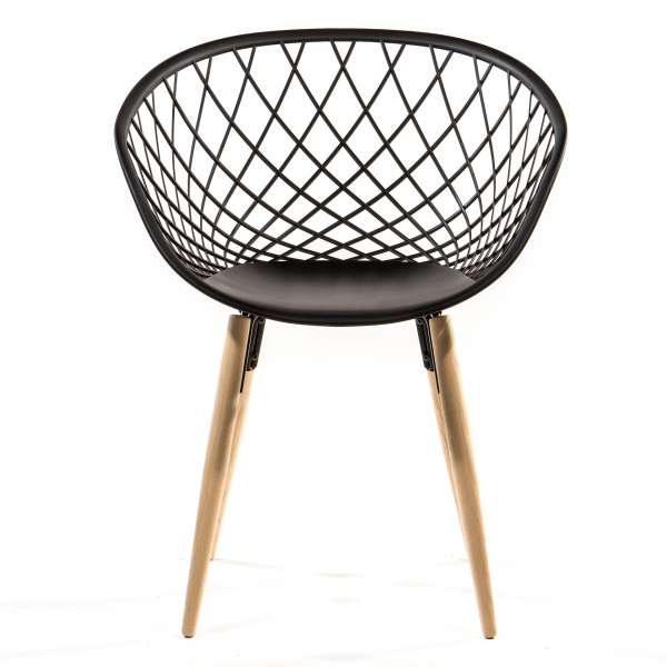 Chaise design en polypropylène noir et bois - Sidera - 2