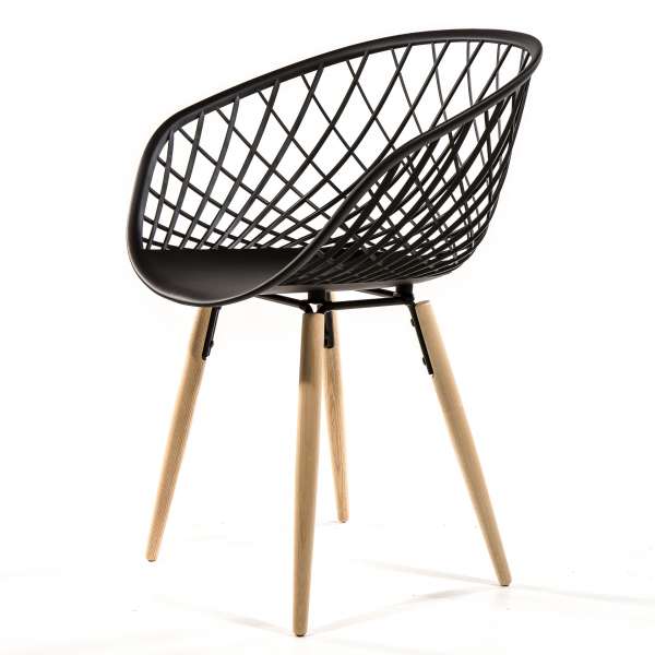 Chaise noire en polypropylène et bois naturel - Sidera - 6