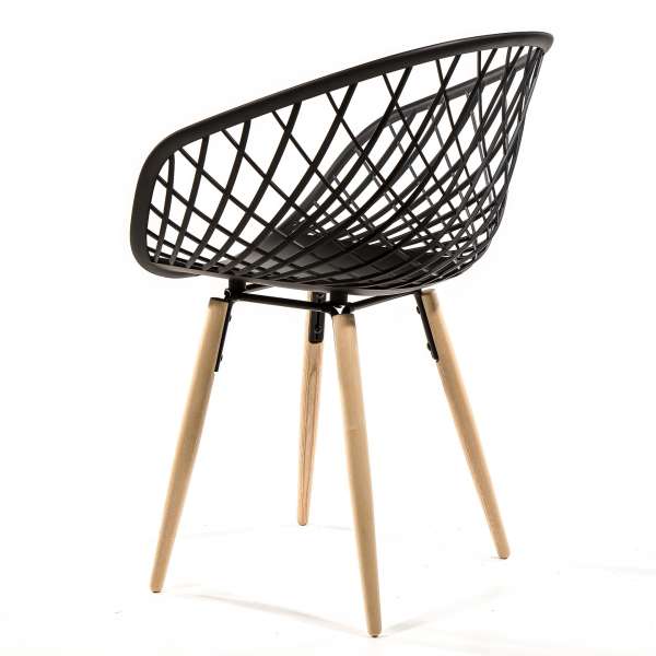 Chaise en polypropylène noir et bois - Sidera - 8