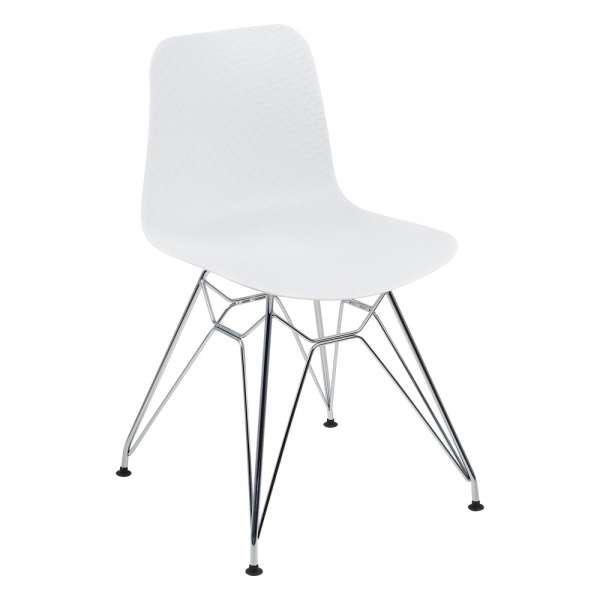 Chaise design en polypropylène blanc et métal chromé - Céleste  - 1