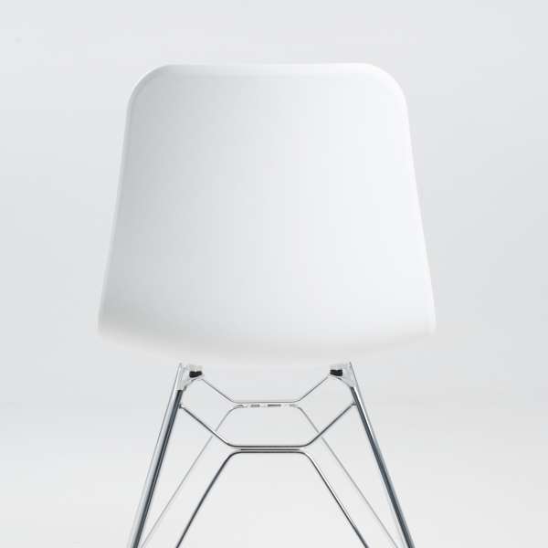 Chaise design en plastique blanc et métal chromé - Céleste  - 4