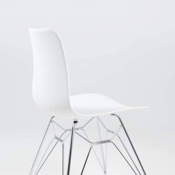 Chaise design en plastique blanc avec pieds chromés - Céleste  - 6
