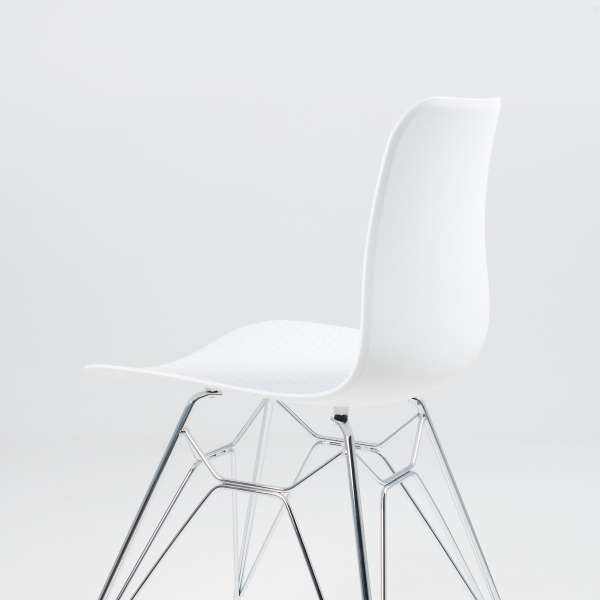 Chaise design en polypropylène blanc avec pieds chromés - Céleste  - 7