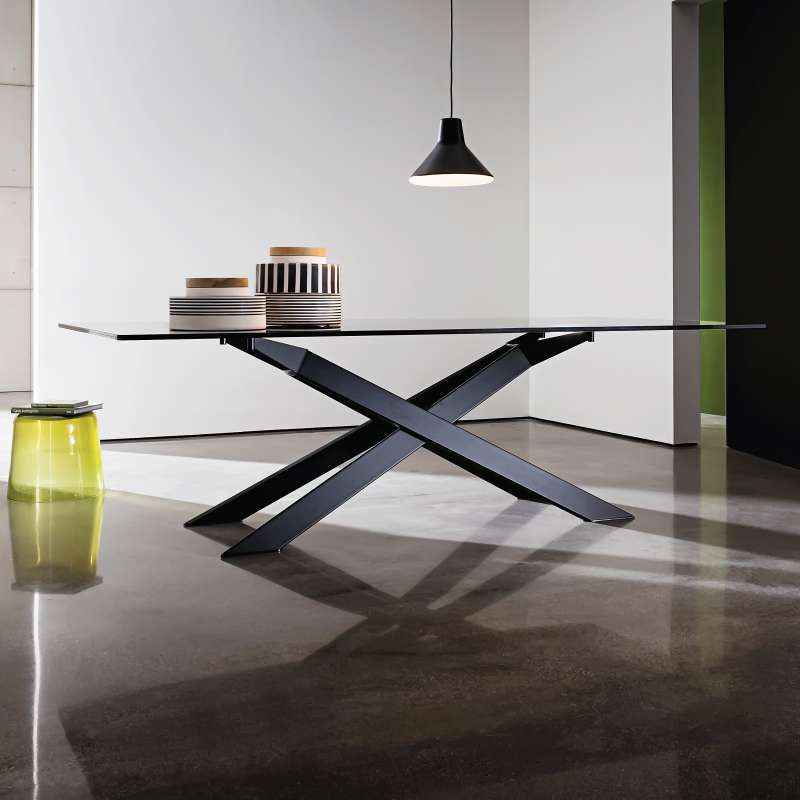 Table De Salle A Manger Design En Verre Et Metal Cross Sovet