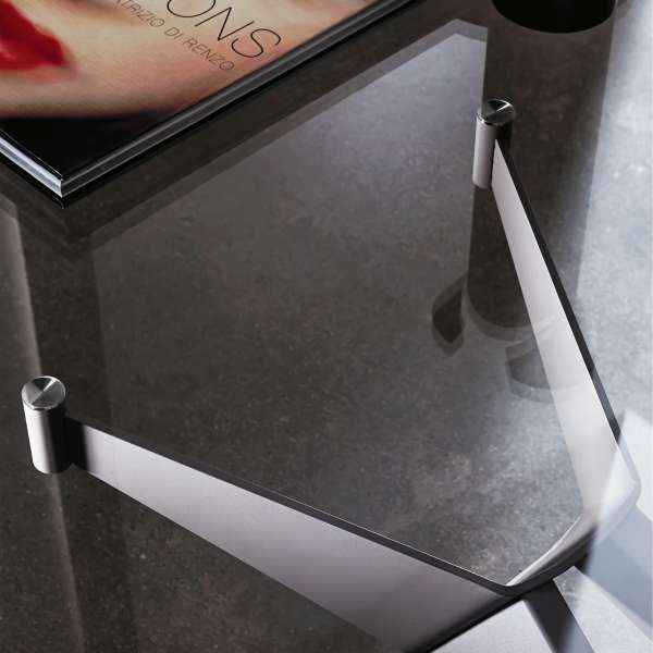 Table de salle à manger design en verre et métal - Cross 6 - 6