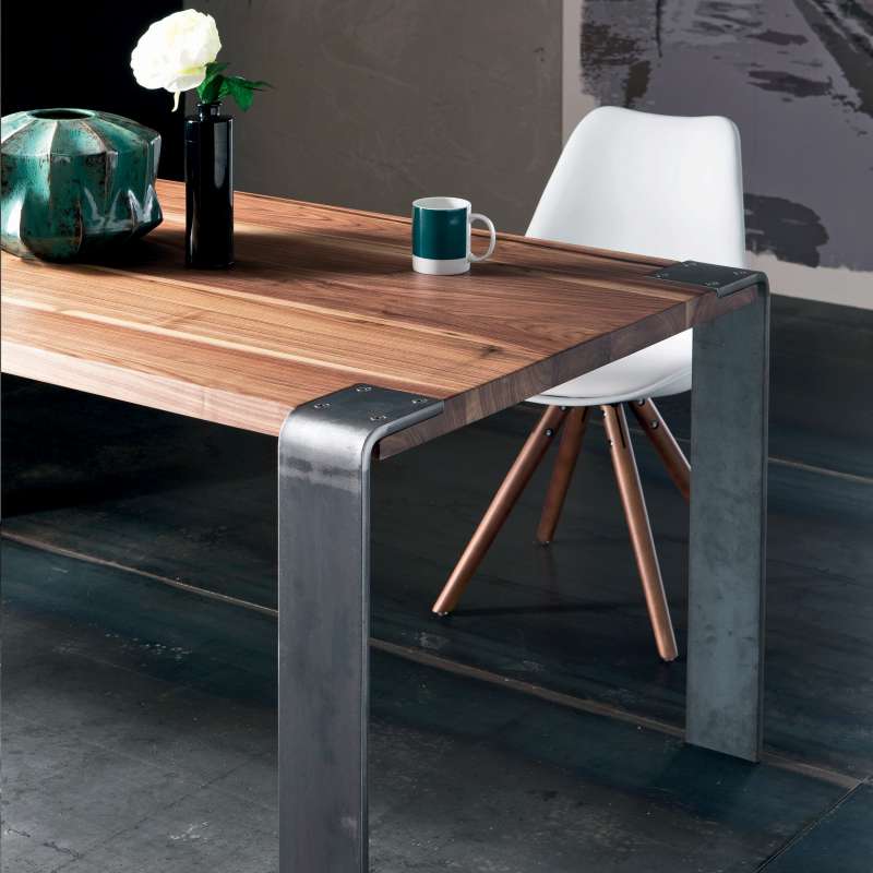  Table  design  industriel en bois  massif  et m tal Siviglia 