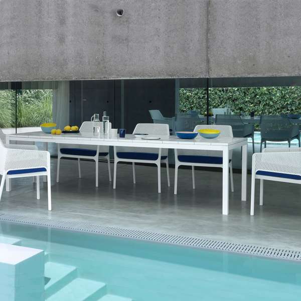 Table de jardin extensible en polypropylène DurelTop et aluminium blanc - Rio - 2