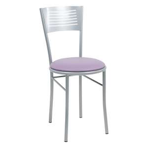 Chaise de cuisine rétro en métal satiné et synthétique violet - Carol