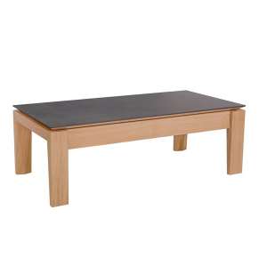 Table basse contemporaine rectangulaire en bois et céramique avec tiroir - Bakou