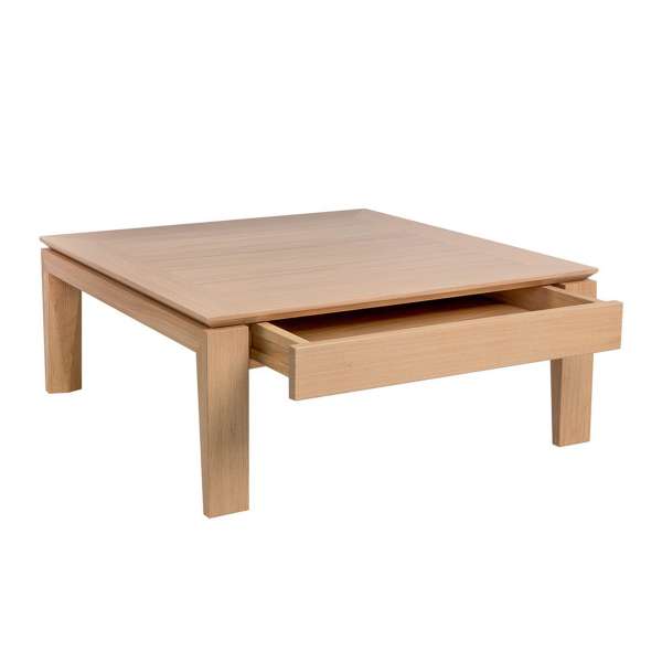 Table basse contemporaine carrée en bois avec tiroir - Bakou