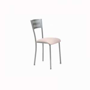 Chaise de cuisine contemporaine en synthétique rose et métal satiné - Hera