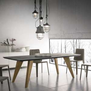 Table design rectangulaire en ecomalta et bois - Raw
