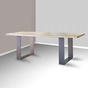 Table rectangulaire industrielle extensible en chêne massif pieds traîneau - Carte