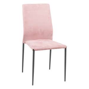 Chaise moderne en tissu rose aspect nubuck et métal - Kendra