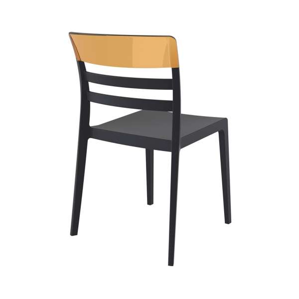 Chaise empilable en polypropylène noir et polycarbonate ambre - Moon - 9