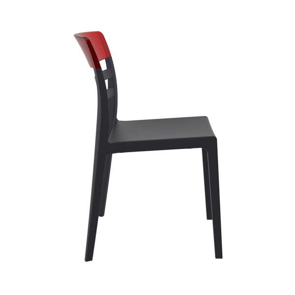 Chaise empilable en polypropylène noir et polycarbonate rouge transparent - Moon - 17