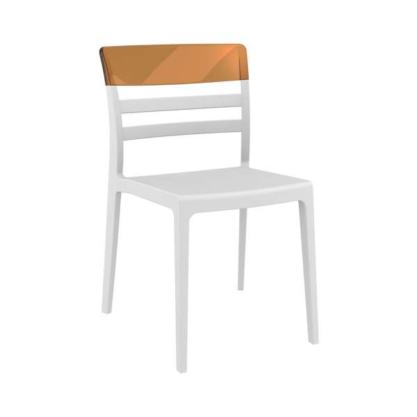 Chaise empilable en polypropylène blanc et polycarbonate ambre transparent- Moon - 18