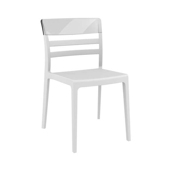 Chaise empilable en polypropylène blanc et polycarbonate transparent- Moon - 20