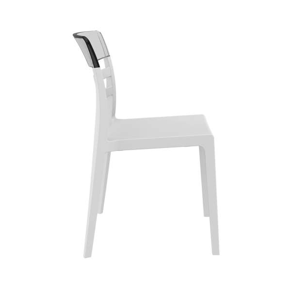 Chaise empilable en polypropylène blanc et polycarbonate gris fumé transparent- Moon - 21