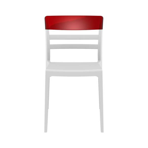 Chaise en polypropylène blanc et polycarbonate rouge transparent- Moon - 24