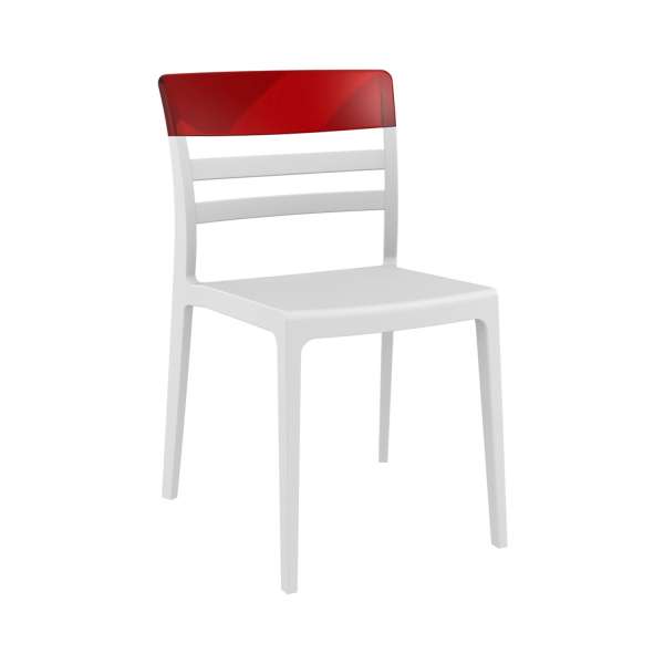 Chaise en polypropylène blanc et plexi rouge transparent- Moon - 25