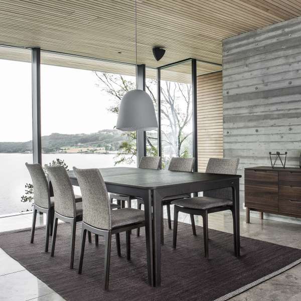 Table de salle à manger scandinave en bois foncé avec allonges - SM26-27 - 2