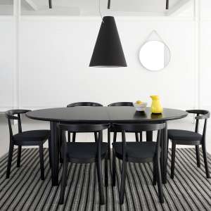 Table ovale en bois noir style scandinave extensible - SM78