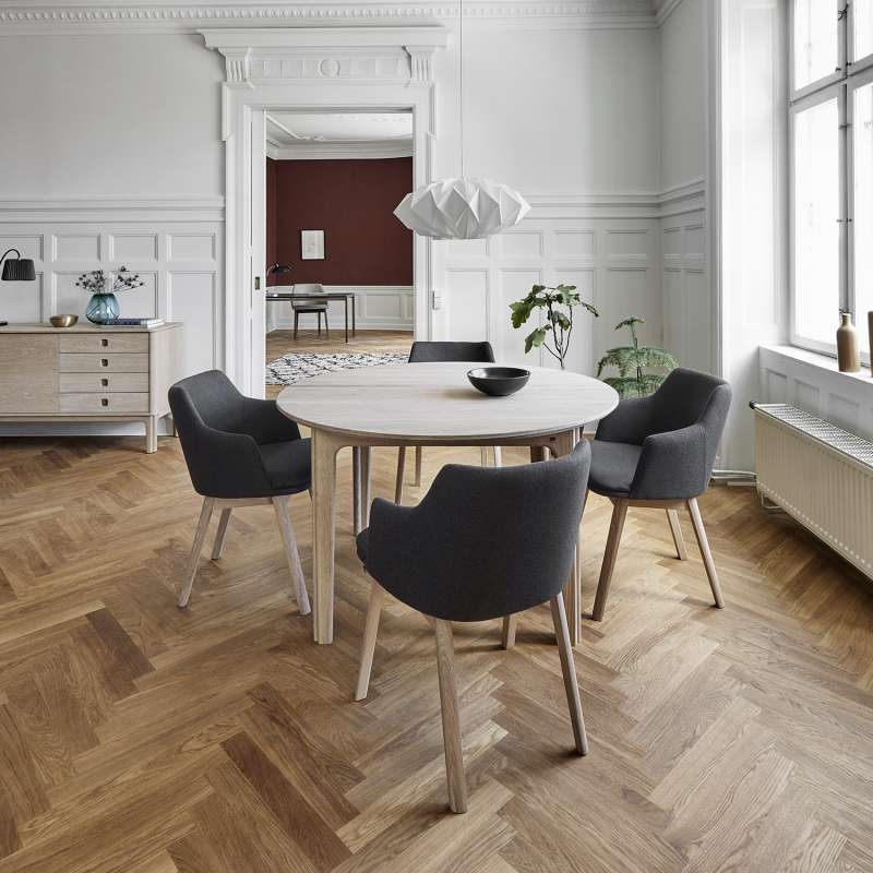 Table ronde extensible en bois massif conçue au Danemark - SM112