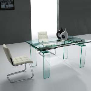Table design rectangulaire extensible en verre Tania