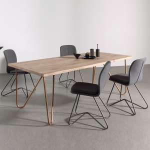 Table design plateau bois pieds géométriques en métal - Weaver
